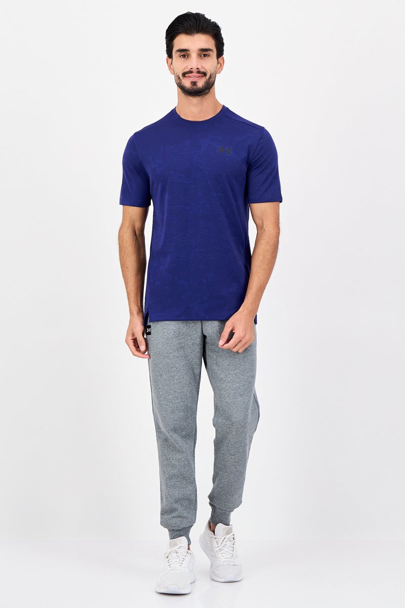 UNDER ARMOUR تي شيرت تدريب قصير الأكمام فضفاض للرجال، أزرق داكن - Image 3